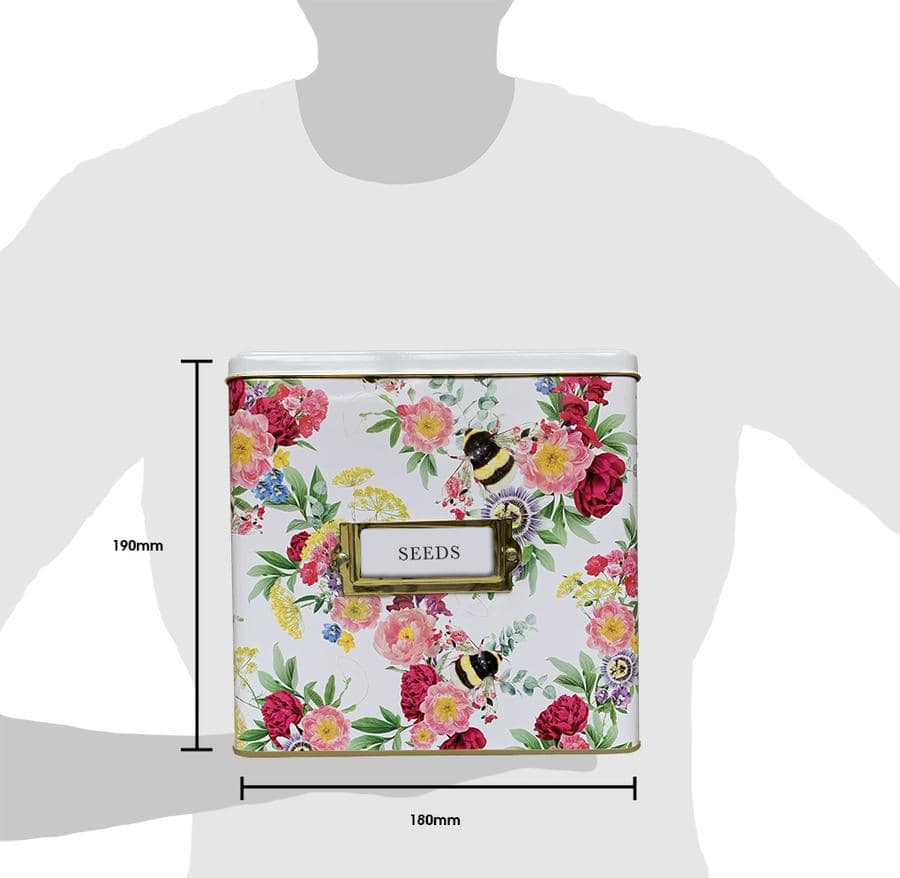Floral Bee Seed Tin