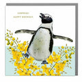 Surprise Happy Birthday Floral Penguin Card