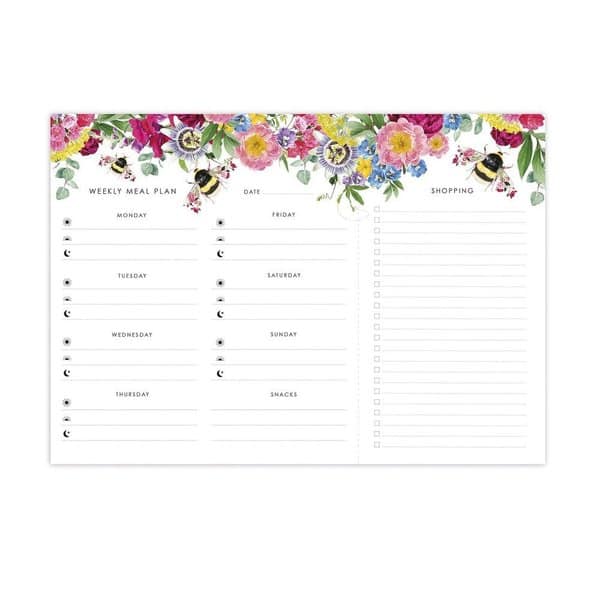 Weekly Meal Planner - Floral Bee