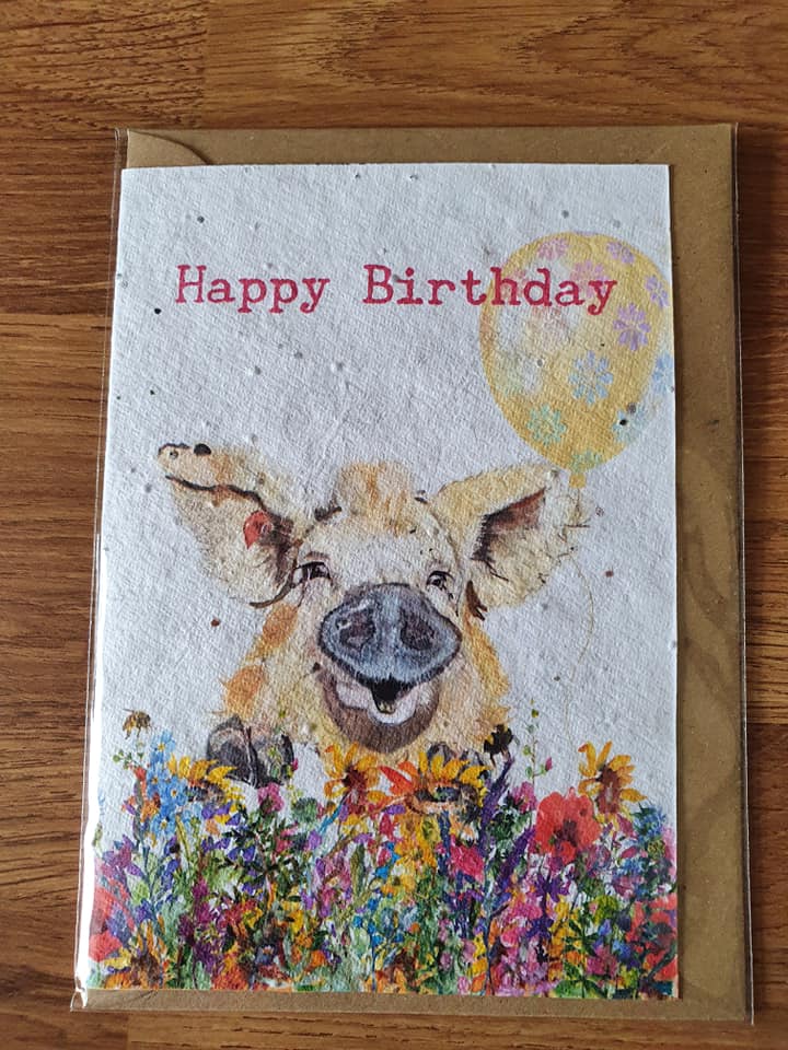 Happy Birthday - Pig - Plantable Seed Card