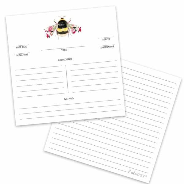 Recipe Card Refill - for the Luxury Floral Bee Recipe Tin
