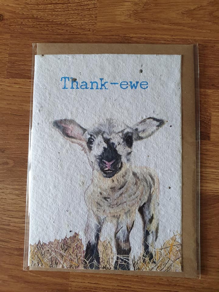Thank - Ewe - Thank You - Lamb - Plantable Seed Card