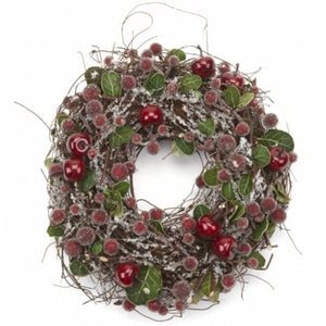Frosted Red Berry Wreath .