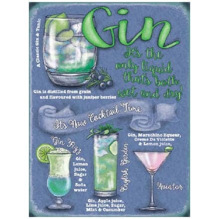 Classic Gin Cocktail Metal Sign