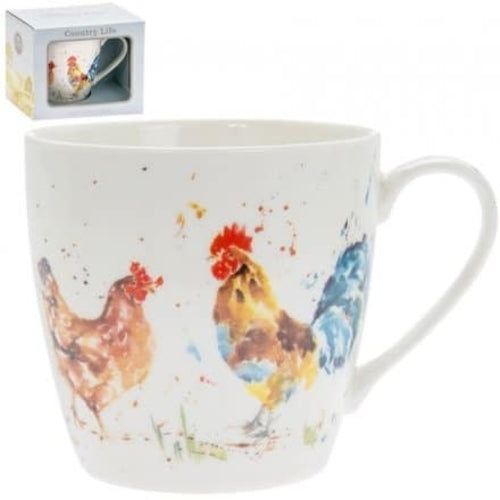 Country Life Breakfast Mug - Cockerel & Hen
