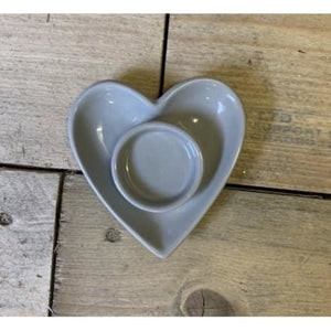 Grey Heart Dish - T -Light Holder