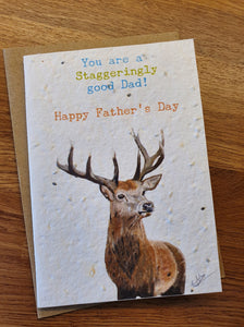 Stag Happy Father's Day Card - Plantable Seed Card .