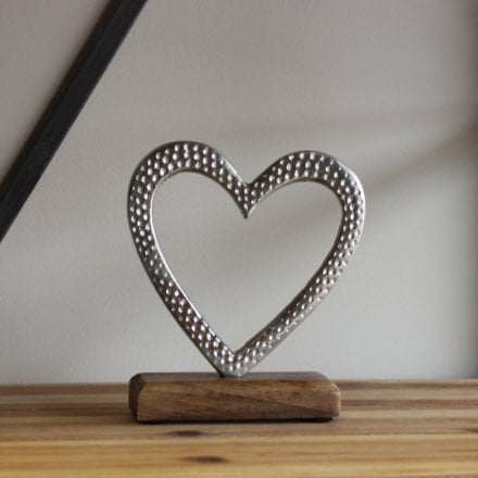 Silver Hammered Heart - Large