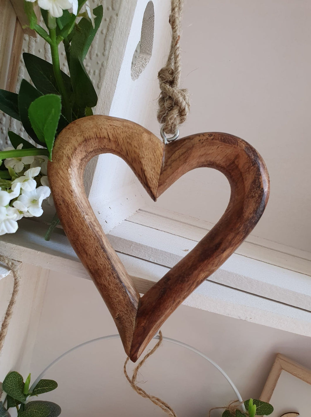 Wooden Carved Open Heart