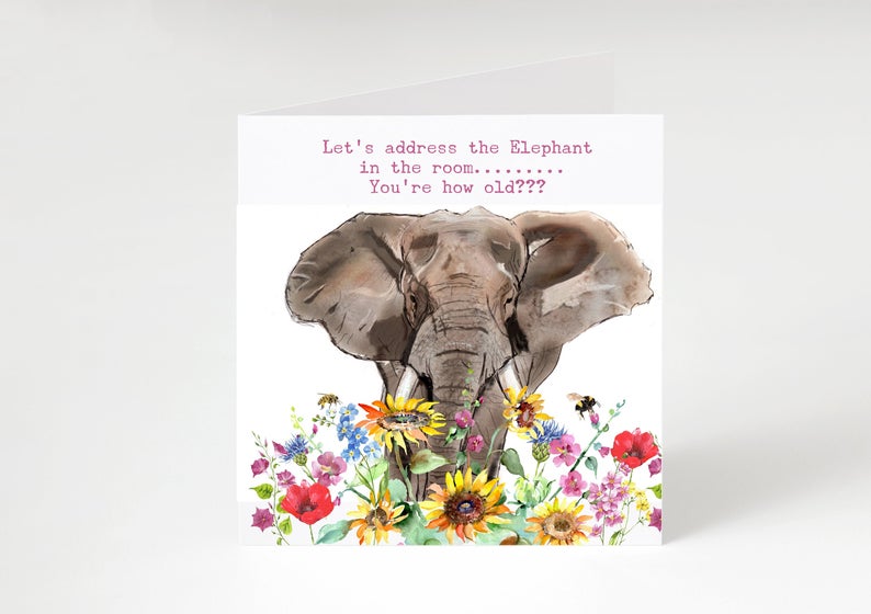 Elephant - How old are you? Birthday Card .