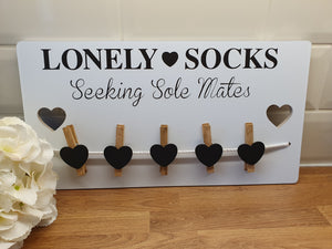 Lonely Socks Seeking Sole Mates - Hanging Plaque