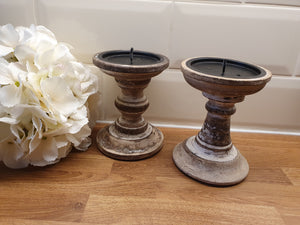 Chunky Wooden Candle Sticks / Holders - Light