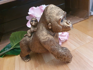 Bronze Gorilla With Baby