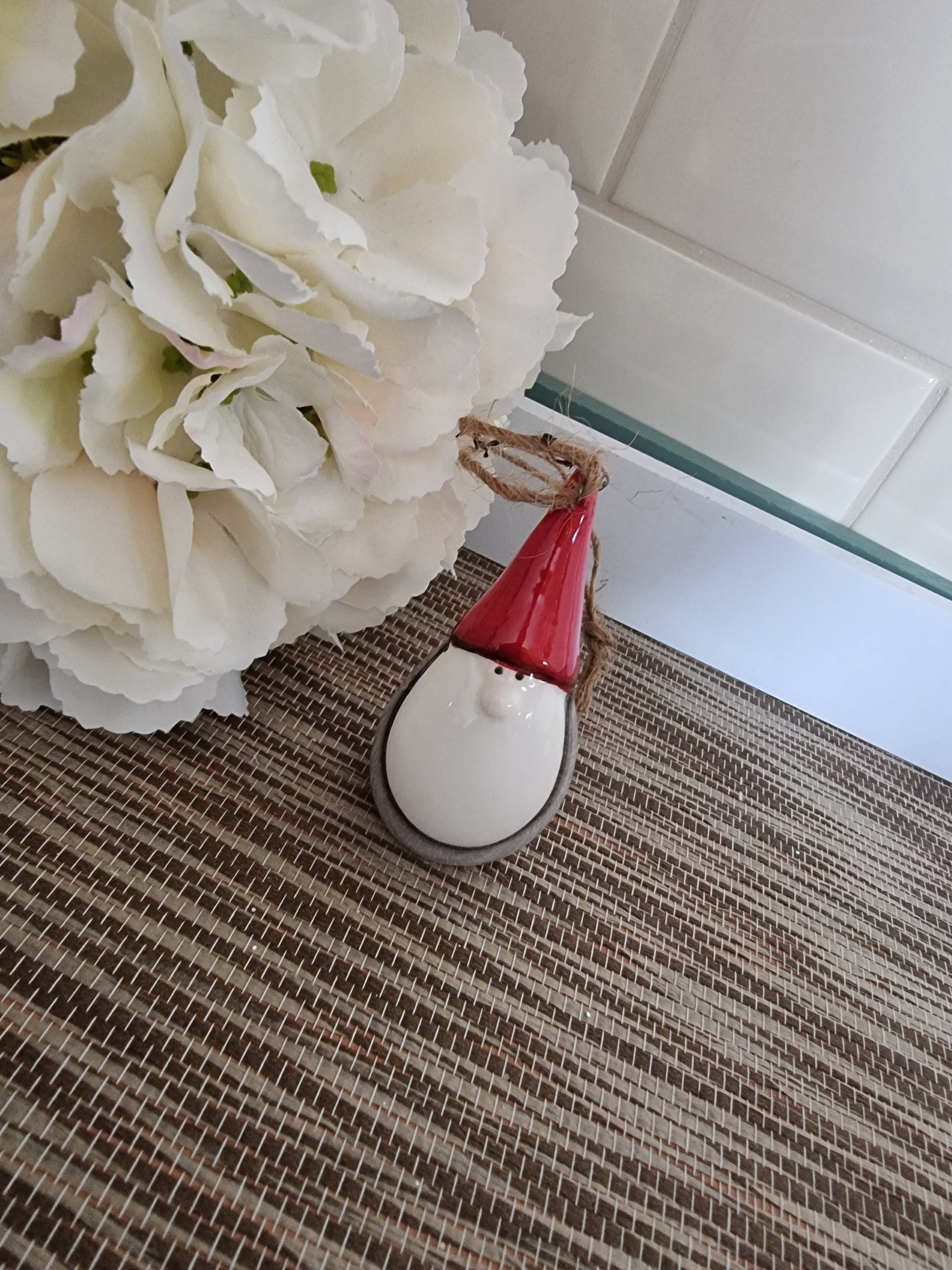 Christmas Grey & Red Round Santa Gonk - Hanging