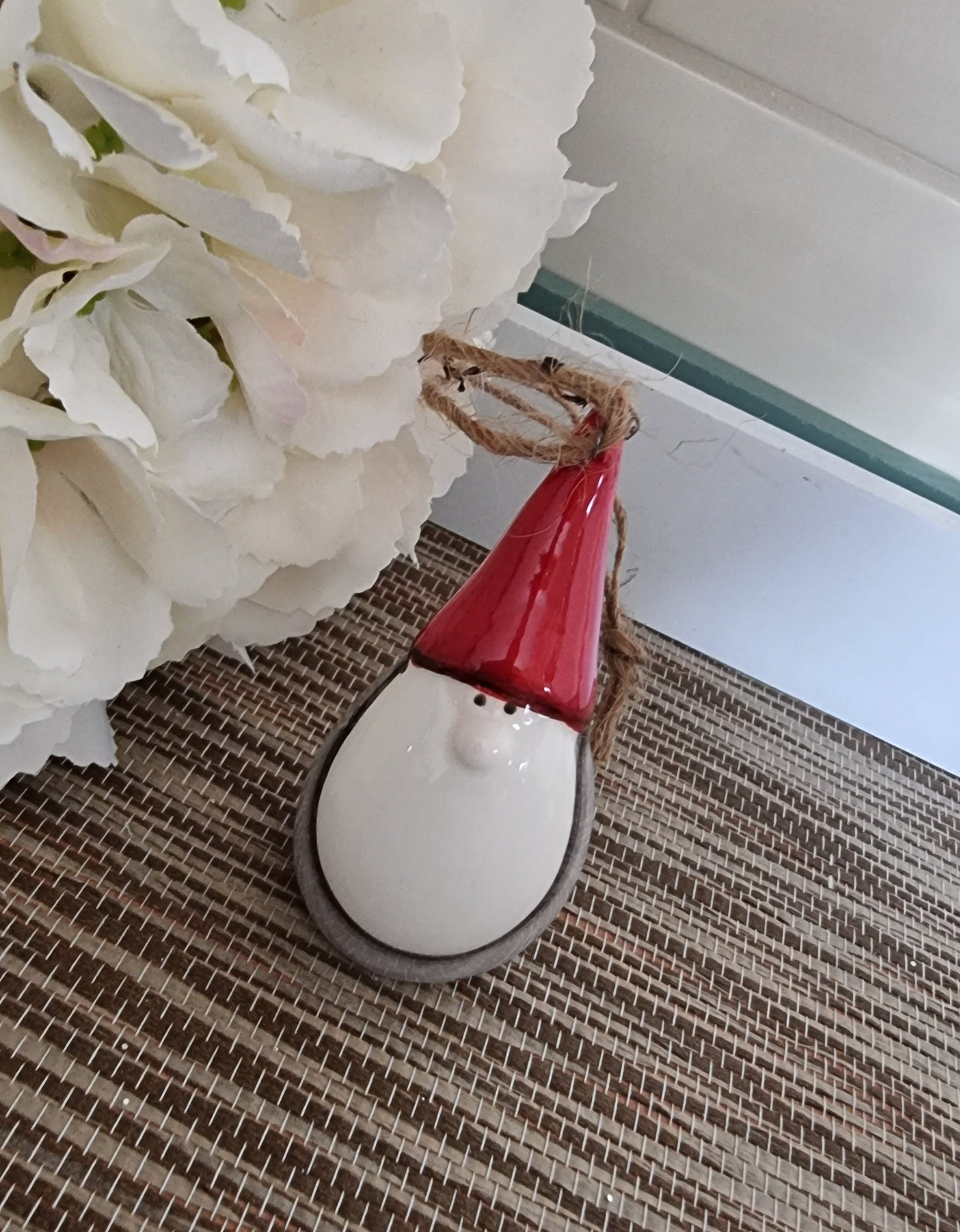 Christmas Grey & Red Round Santa Gonk - Hanging