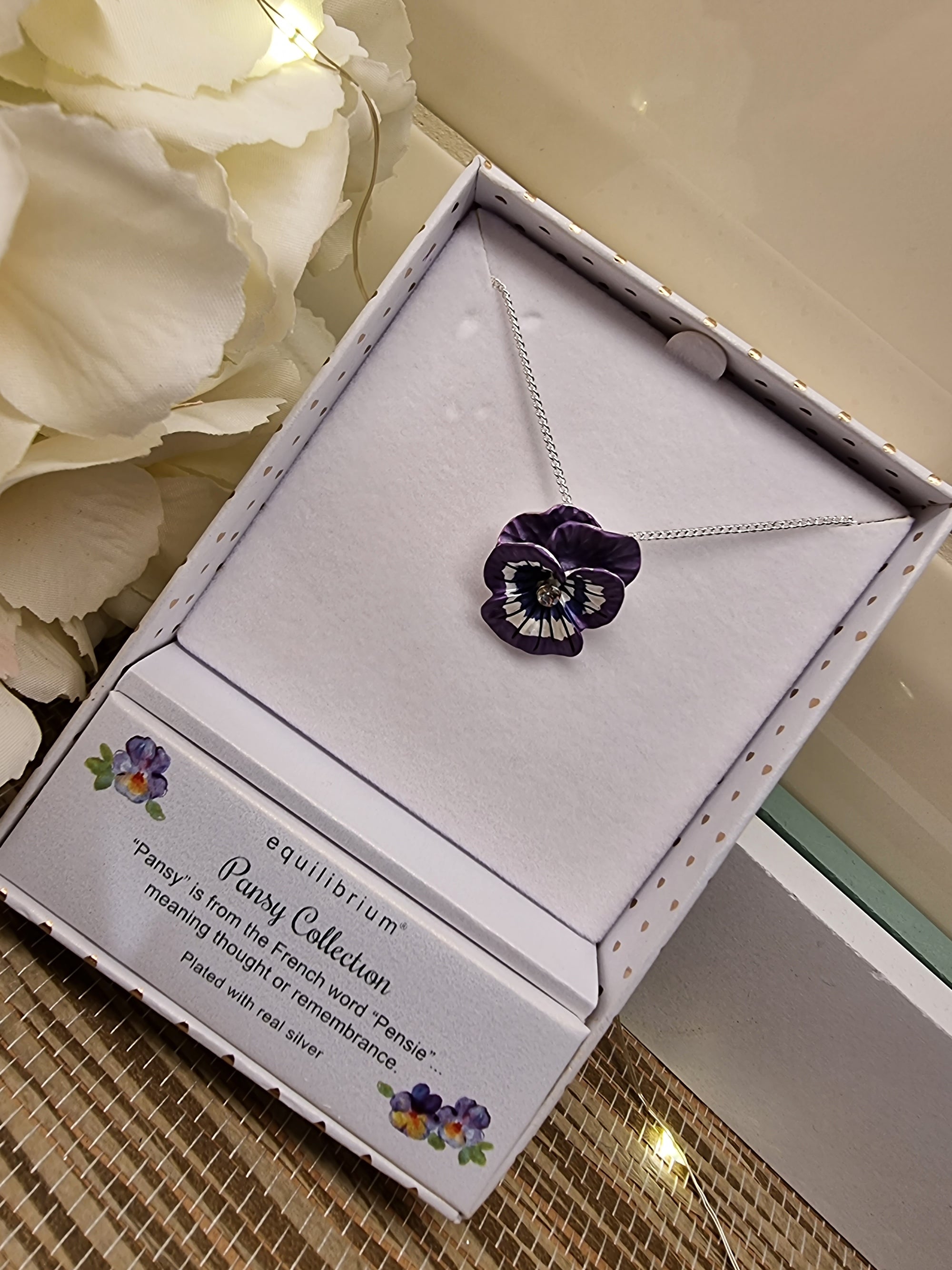 Violet Pansy Silver Plated Necklace