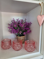 Vintage Inspired Pink & Clear T-Light Holders