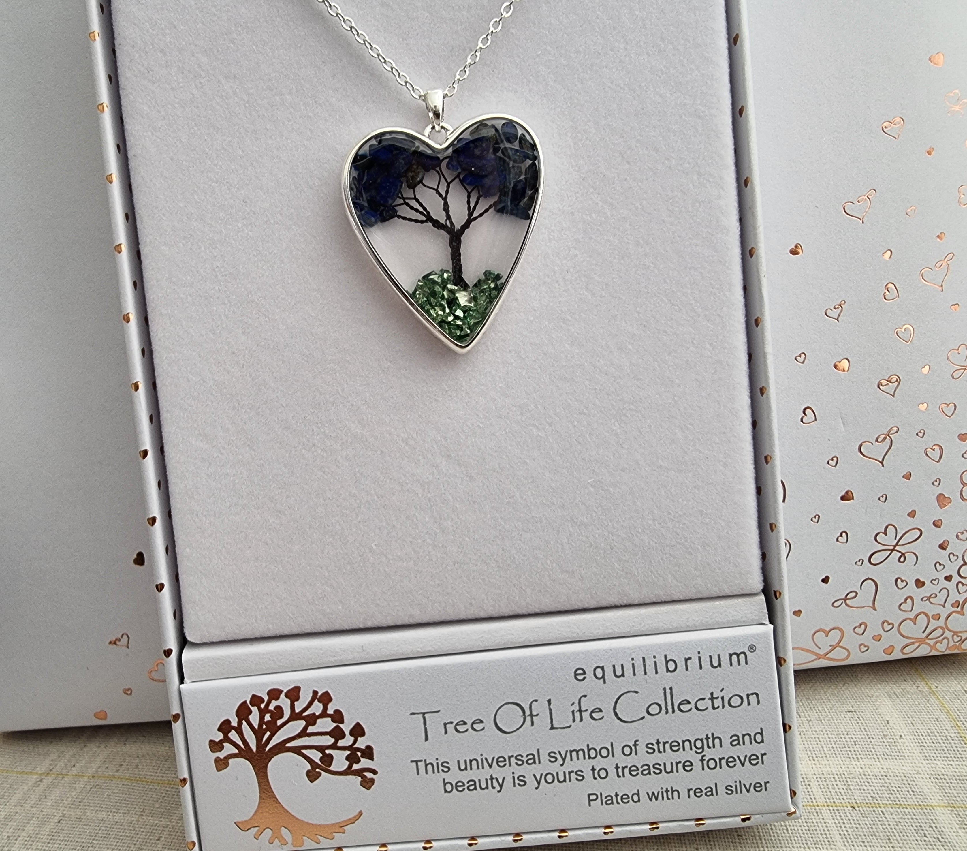 2nd Tree Of Life Silver Plated Necklace - Blue Lilazuli