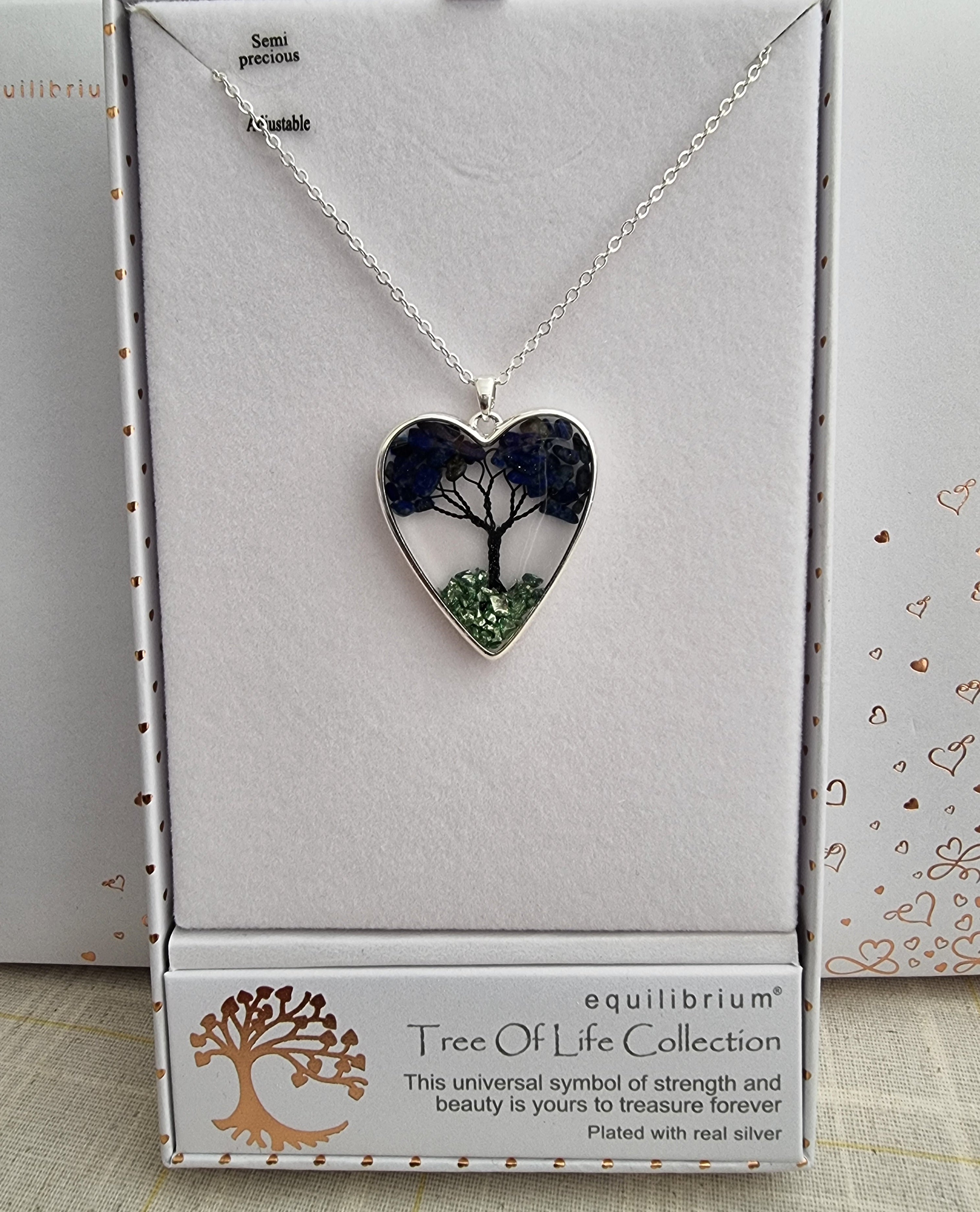 2nd Tree Of Life Silver Plated Necklace - Blue Lilazuli