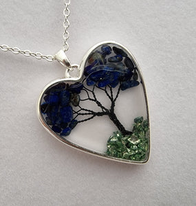 Tree Of Life Silver Plated Necklace - Blue Lilazuli