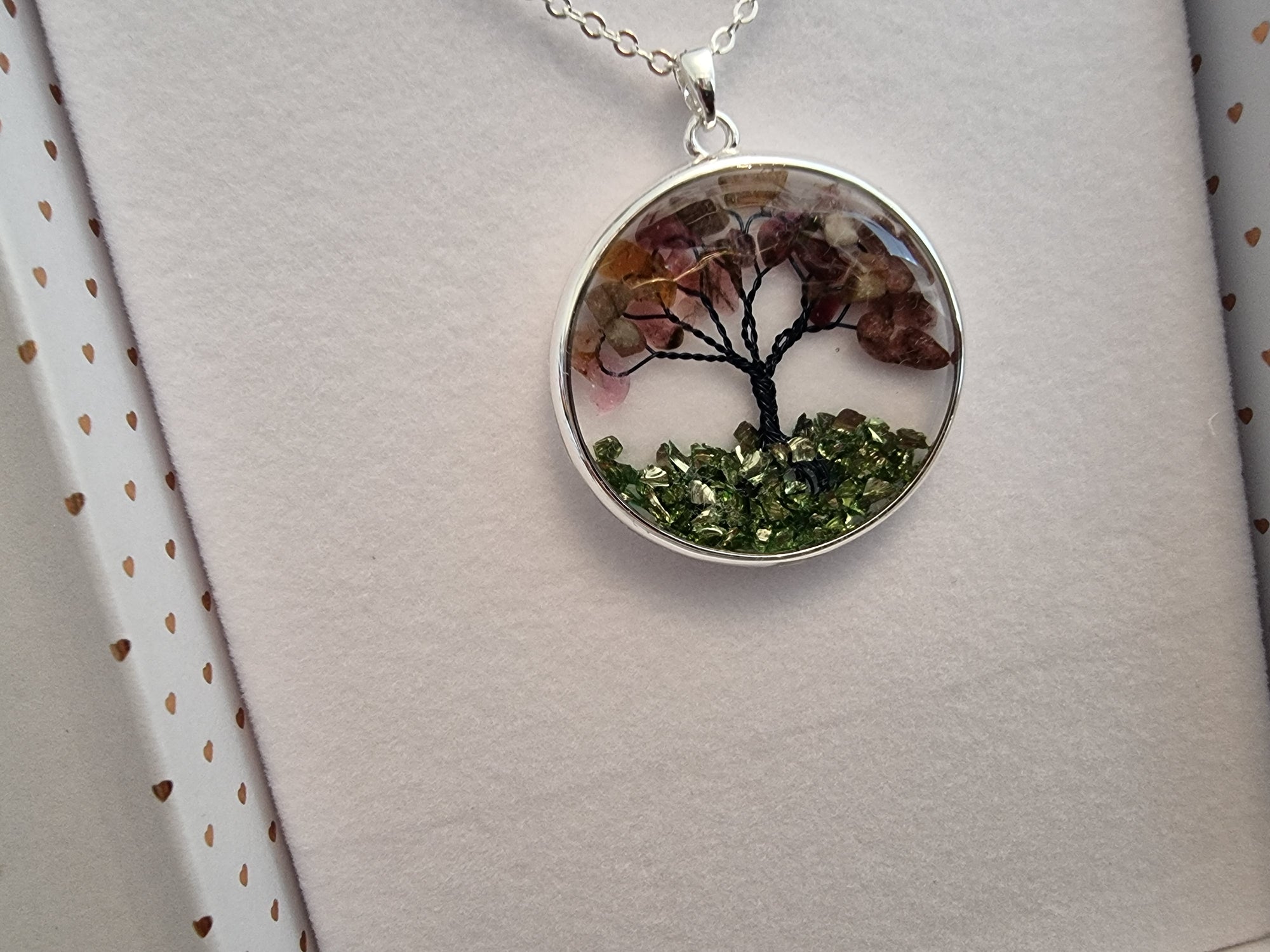 Tree Of Life Silver Plated Necklace - Pink Amethyst