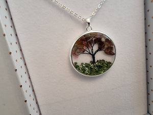 Tree Of Life Silver Plated Necklace - Pink Amethyst