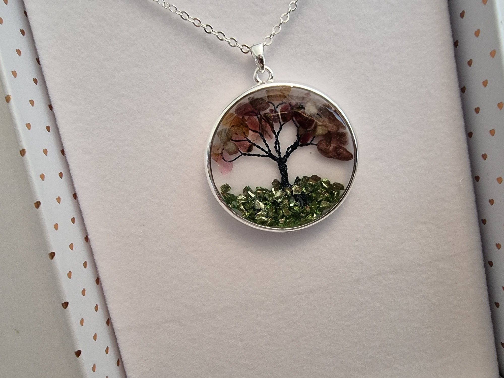 Tree Of Life Silver Plated Necklace - Pink Amethyst