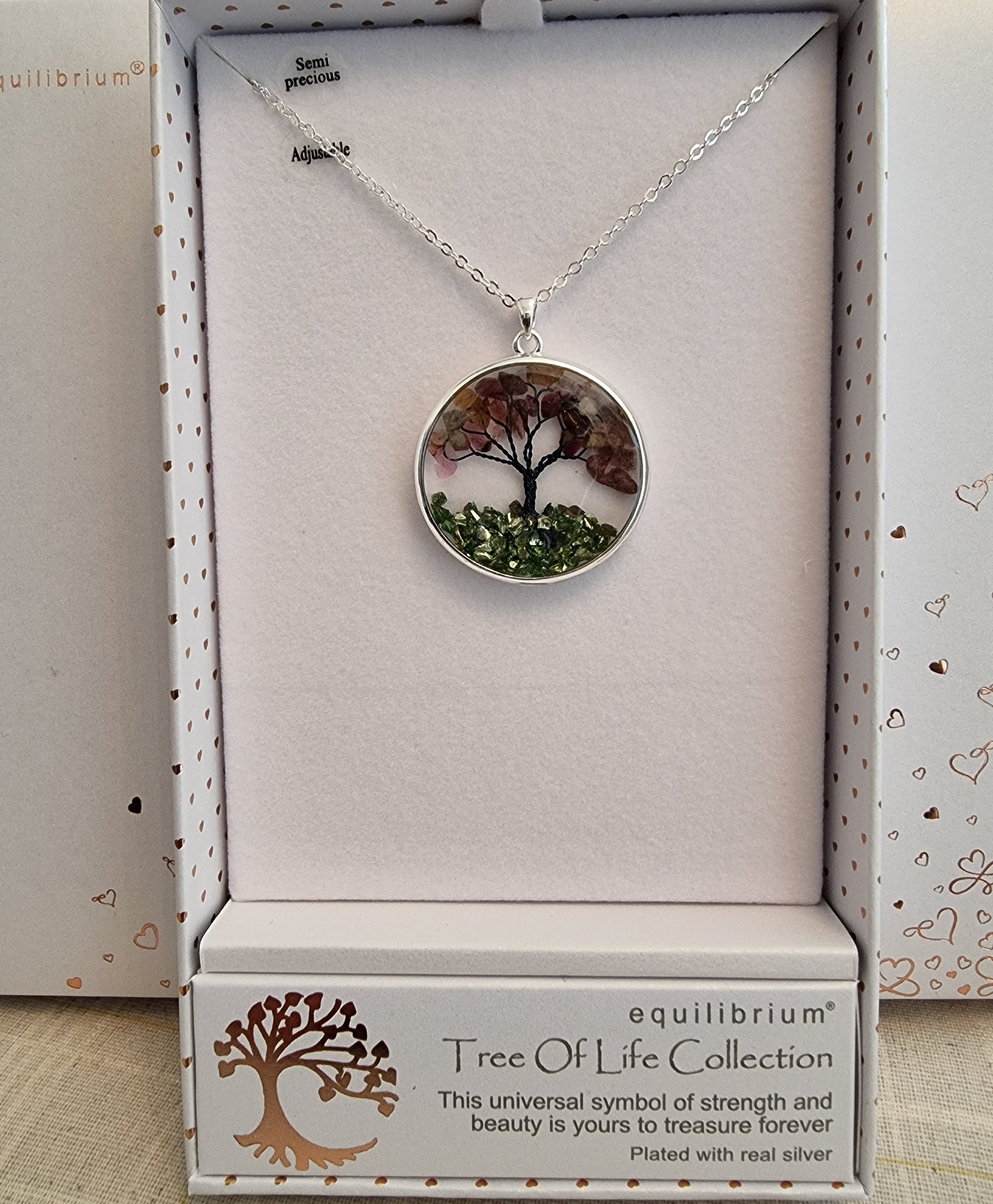 Tree Of Life Silver Plated Necklace - Pink Amethyst