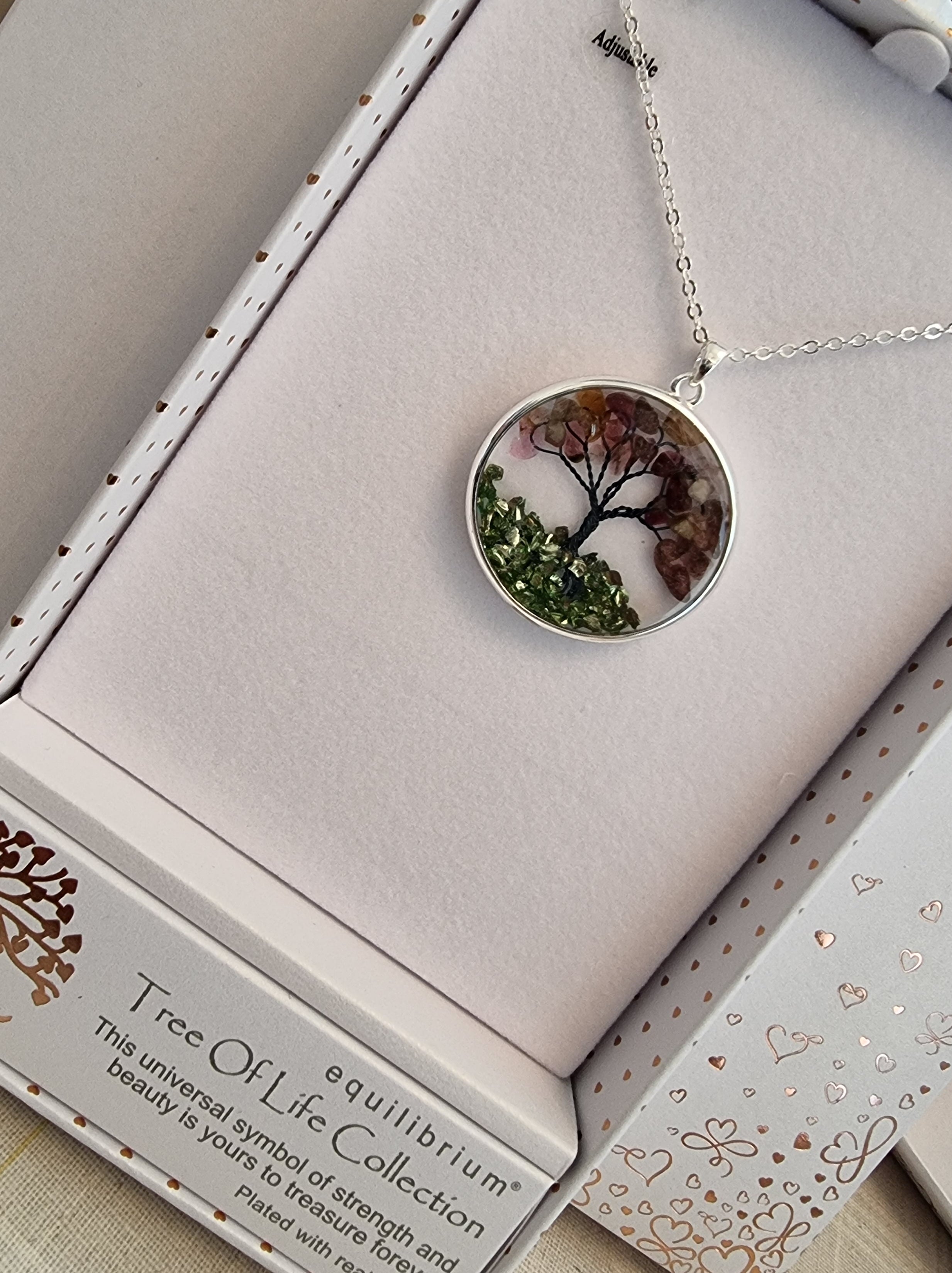 Tree Of Life Silver Plated Necklace - Pink Amethyst