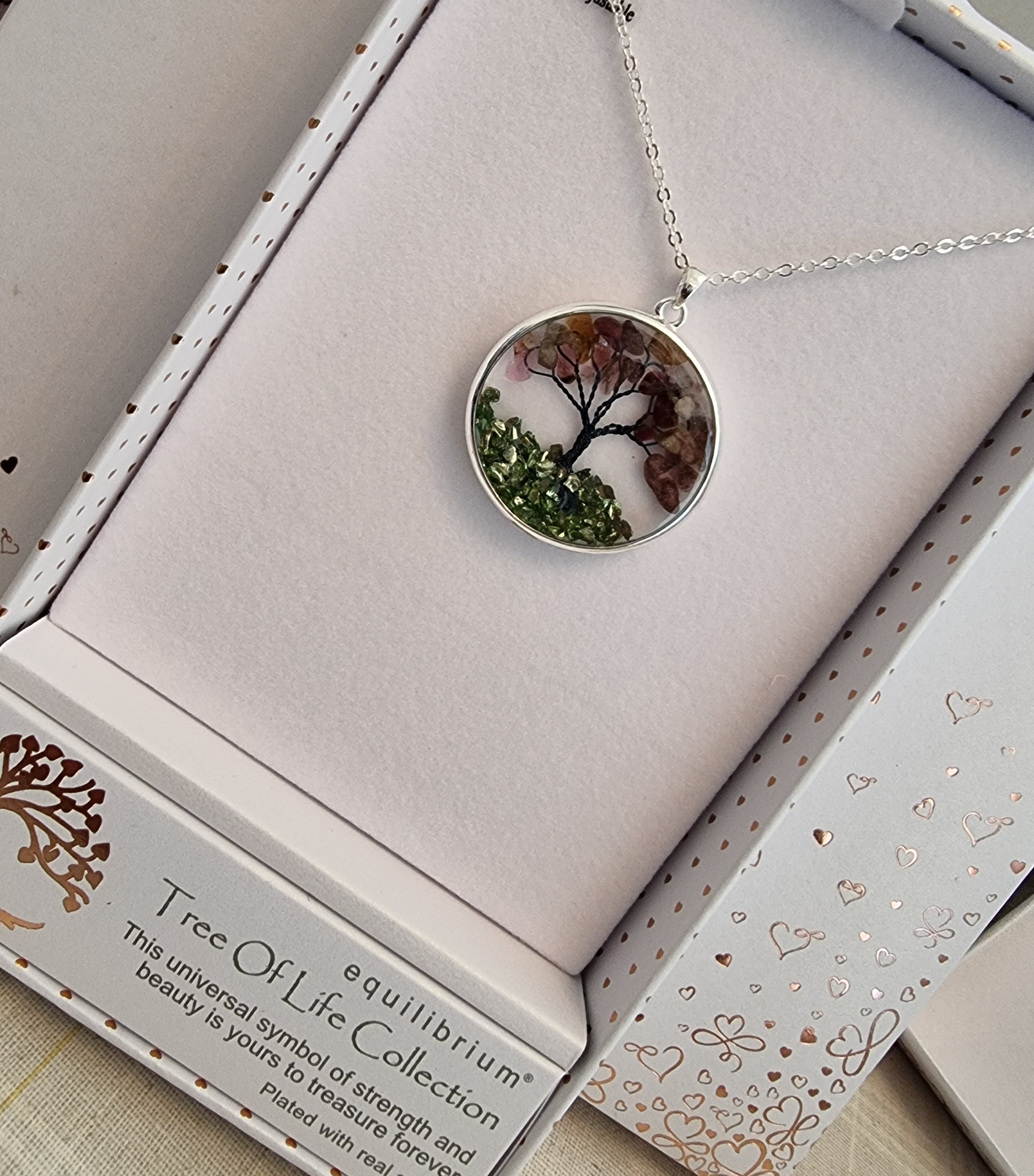 Tree Of Life Silver Plated Necklace - Pink Amethyst