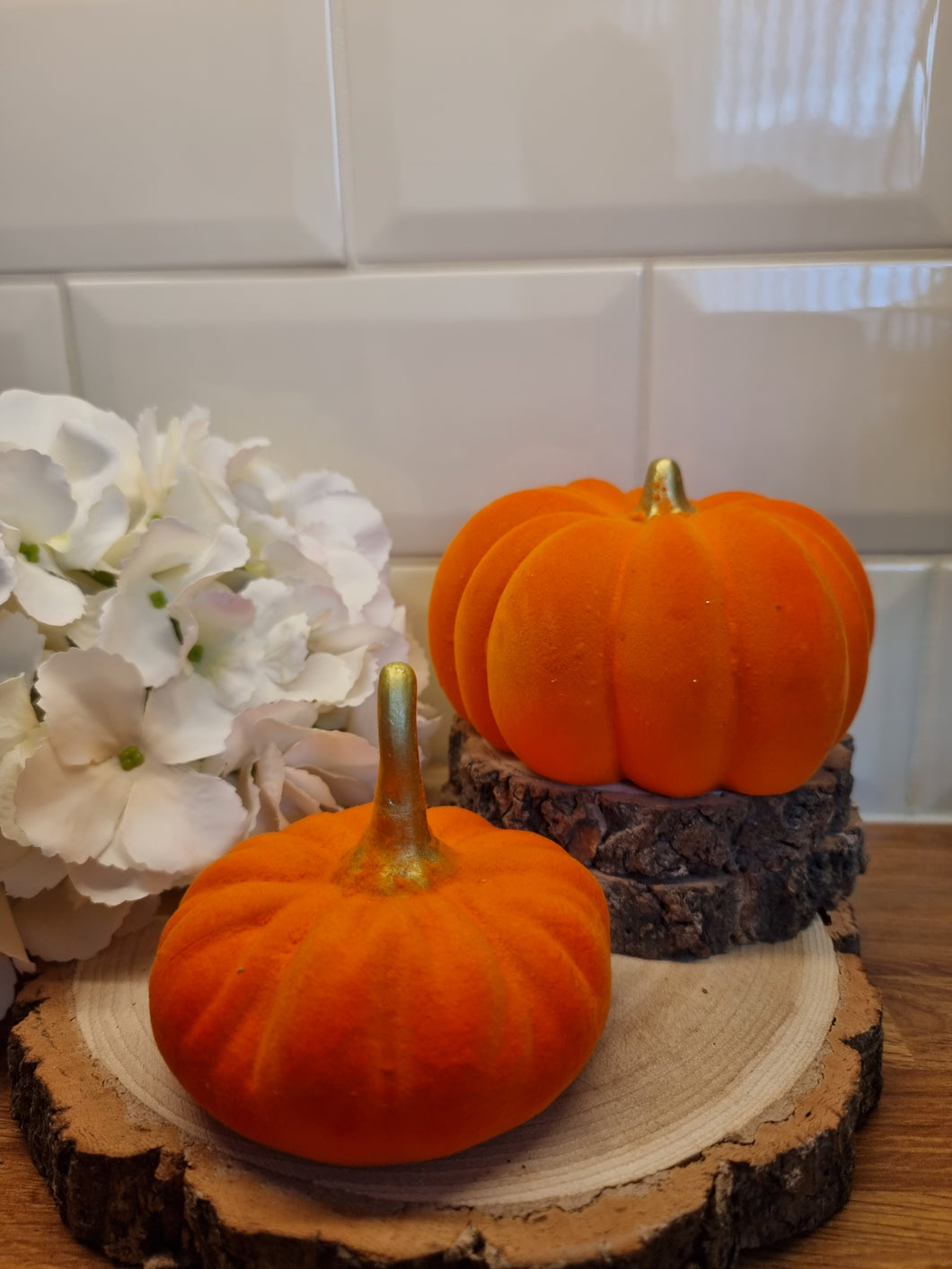 Flocked Ceramic Pumpkins