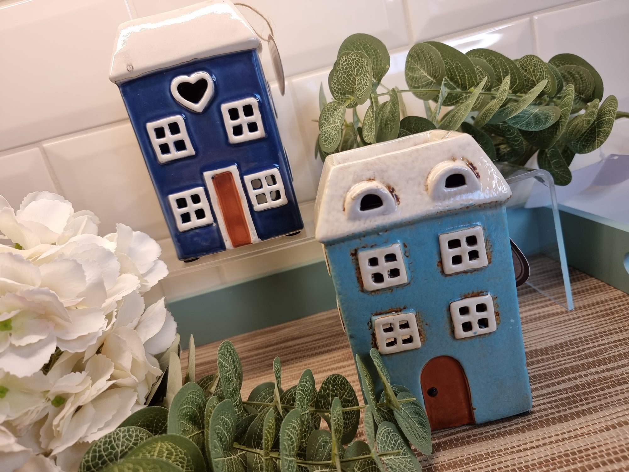 Village Pottery Wax Warmer Oil Burner - Square - Teal Navy
