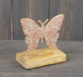 Beautiful Butterfly On Wooden Base - Pink