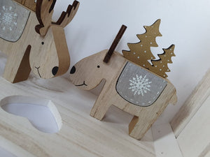 Chunky Wooden Christmas Reindeers .