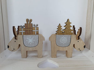 Chunky Wooden Christmas Reindeers .