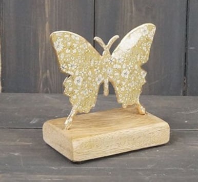 Beautiful Butterfly On Wooden Base - Green