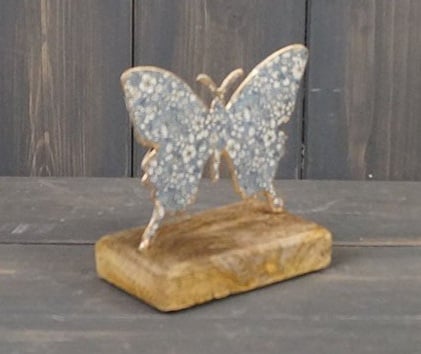 Beautiful Butterfly On Wooden Base - Blue
