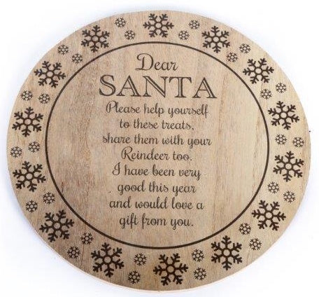 Wooden Santa Treat Plate .
