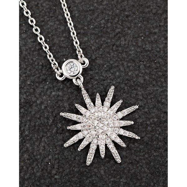 Celestial Sunburst Platinum Plated Necklace