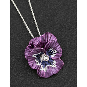 Violet Pansy Silver Plated Necklace