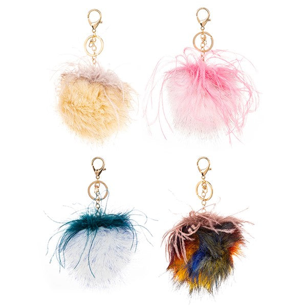 Luxury Feather Pom Pom Keyring