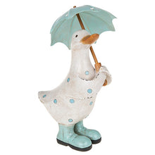 Load image into Gallery viewer, Garden Duck With Brolly - Polka Dot Blue - Small
