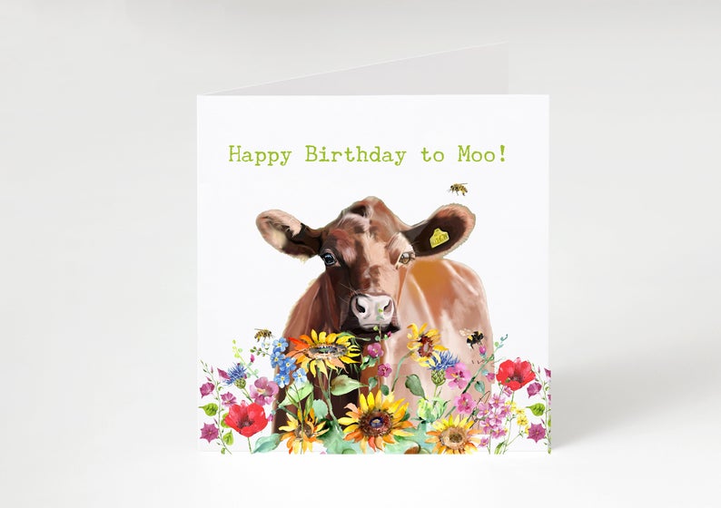 Happy Birthday To Moo! Birthday Card .