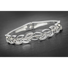 Load image into Gallery viewer, Sparkly Leaves - Silver Plated Bangle

