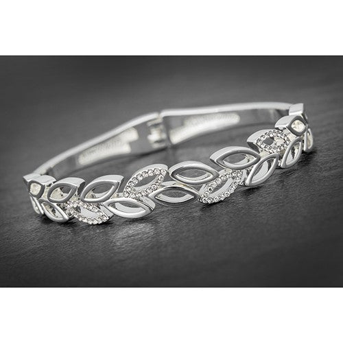 Sparkly Leaves - Silver Plated Bangle