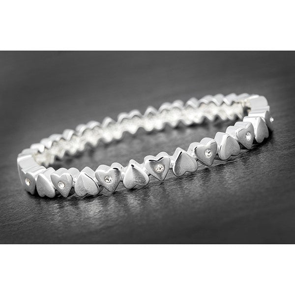 Hearts Bangle - Silver Plated
