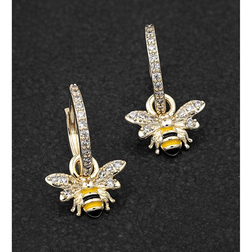 Bee Honeycomb - Gold Plated Hoop Earrings