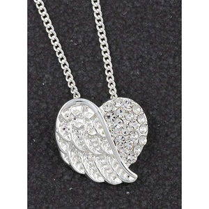 Angel Wings Hearts - Silver Plated Necklace