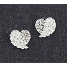 Load image into Gallery viewer, Angel Wings Hearts - Silver Plated Stud Earrings
