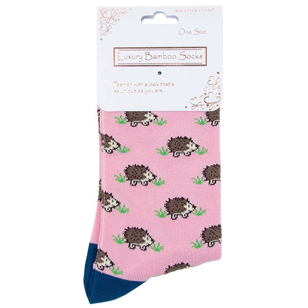 Bamboo Socks - Country Hedgehogs - Pink